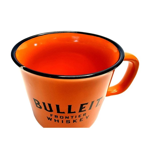 BULLEIT FRONTIER WHISKEY BOURBON CERAMIC ORANGE MUG CUP - Picture 3 of 5